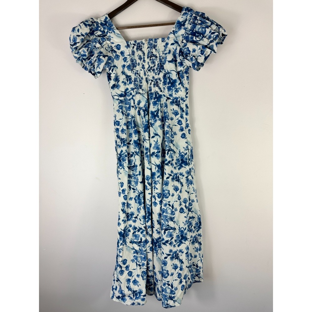Abercrombie Fitch Floral Maxi Dress Women PS  Blue White Flutter Prairie Cottage - Picture 2 of 7